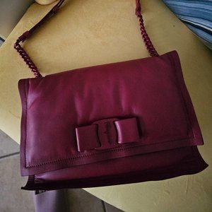 Salvatore Ferragamo Pomegranate Small Viva Bow Padded Leather Shoulder Bag RARE!